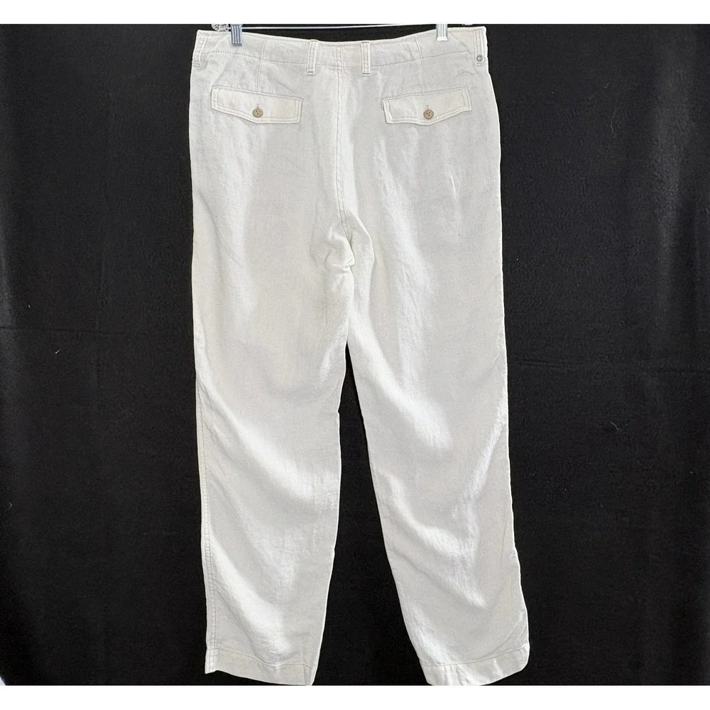 TOMMY BAHAMA Men Relax Fit Linen Straight Pants Sz 35 Ivory Travel Vacation 1A-4
